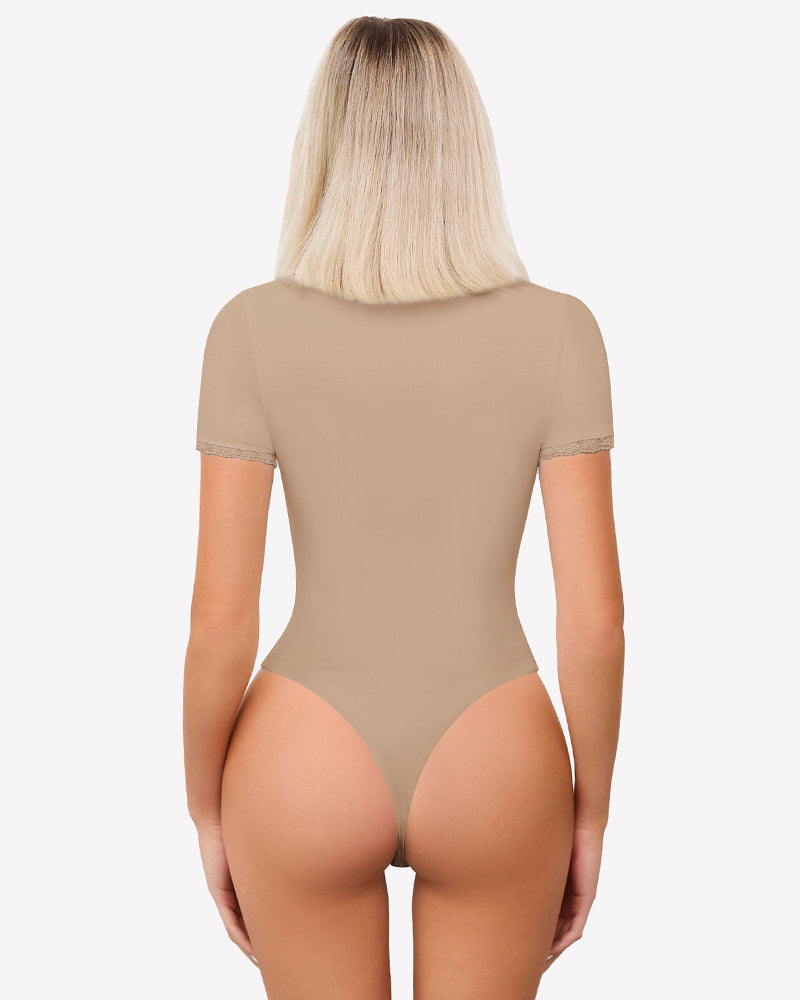 Lace V Neck Double Lined Bodysuits