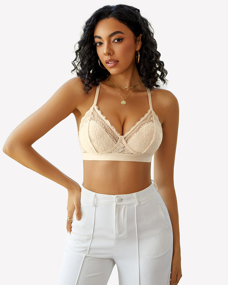 Lace Racerback Wireless Unlined Bralette Bra