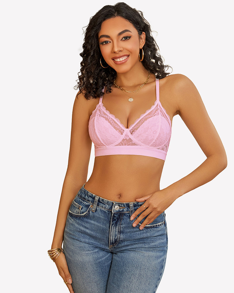 Lace Racerback Wireless Unlined Bralette Bra