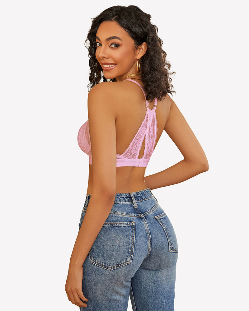 Lace Racerback Wireless Unlined Bralette Bra
