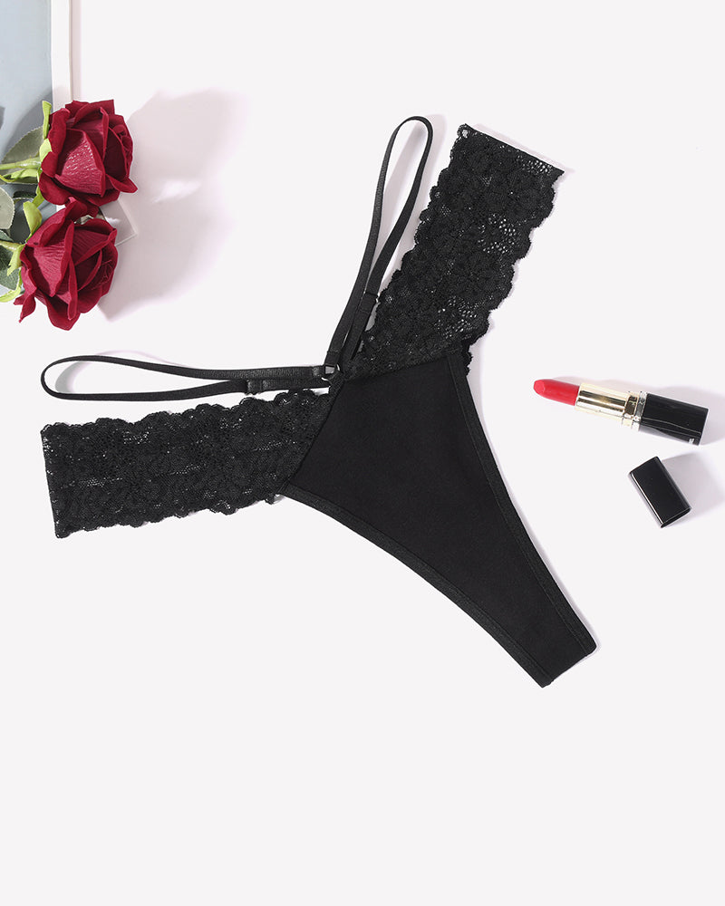 Lace Bikini Panties V Shape Waistband Thongs