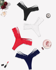 Lace Bikini Panties V Shape Waistband Thongs