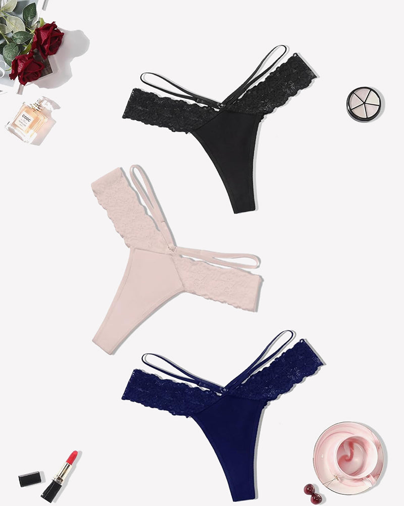 Lace Bikini Panties V Shape Waistband Thongs