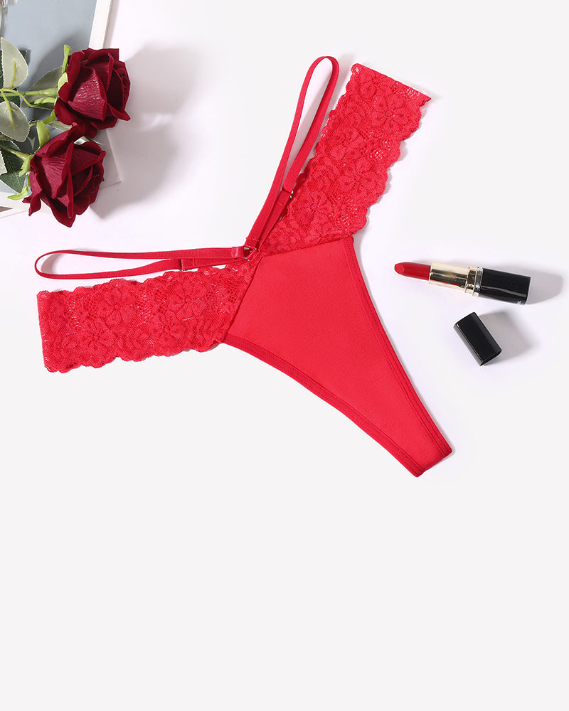 Lace Bikini Panties V Shape Waistband Thongs
