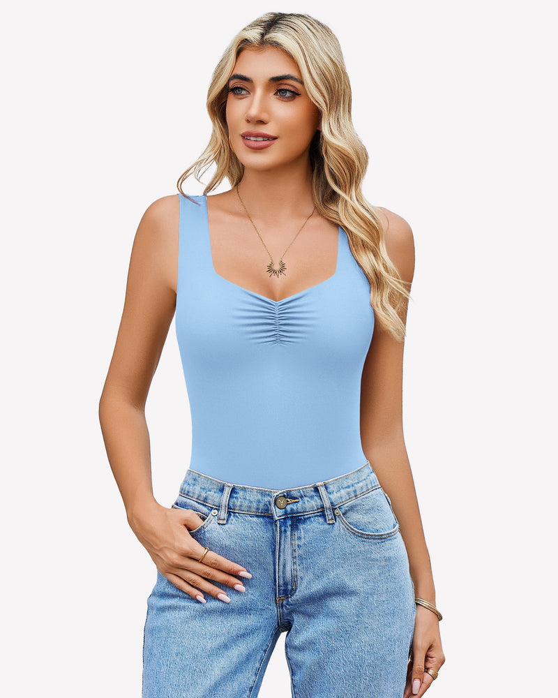 Sweetheart Neck Ruched Bodysuit