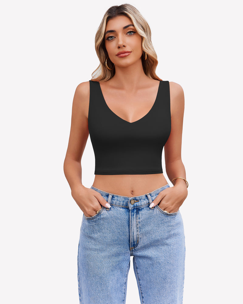 Crop Plunge Tank Tops Camisoles