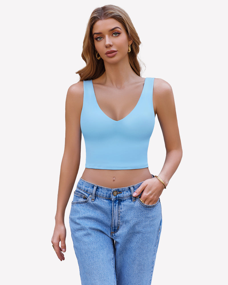 Crop Plunge Tank Tops Camisoles