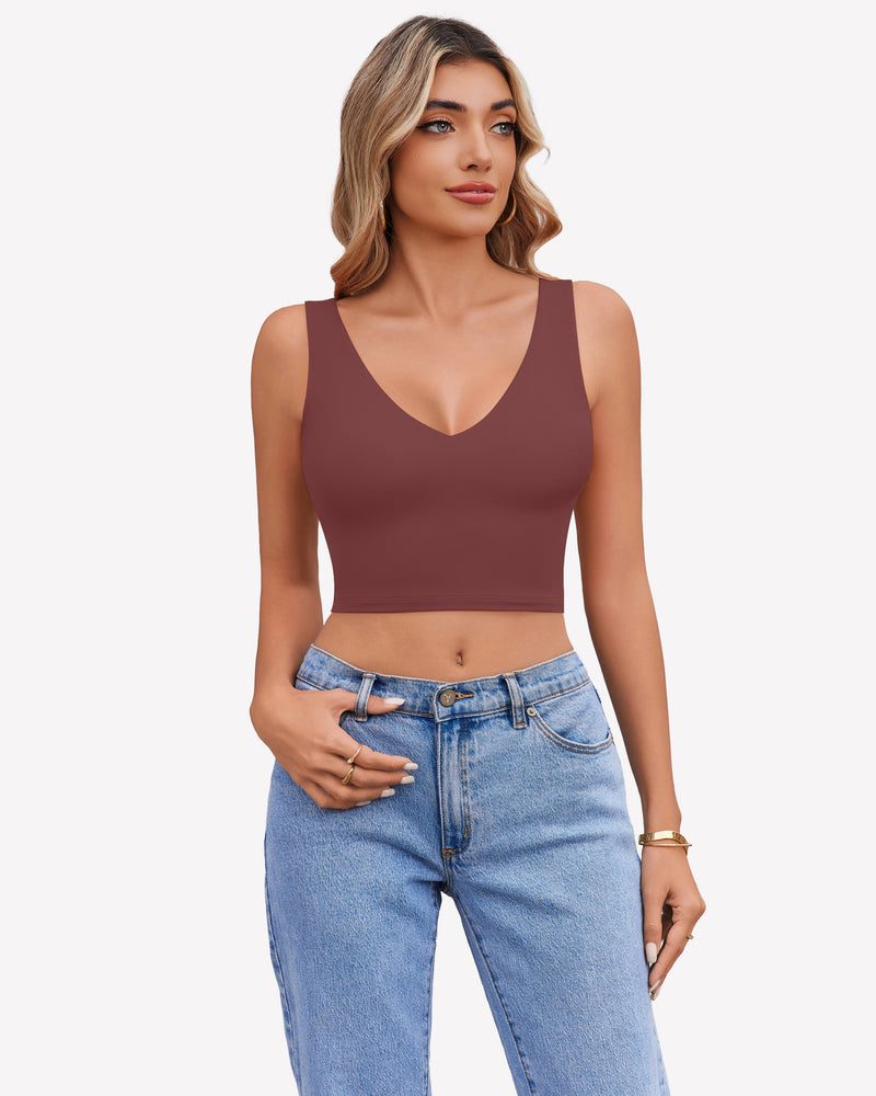 Crop Plunge Tank Tops Camisoles