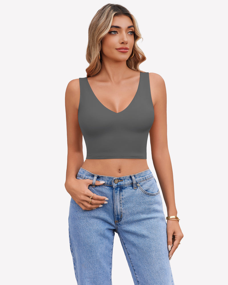 Crop Plunge Tank Tops Camisoles
