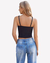 Lace Sleeveless Sweetheart Neck Crop Top