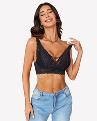 Lace Bralette V Neck Criss Cross Bras
