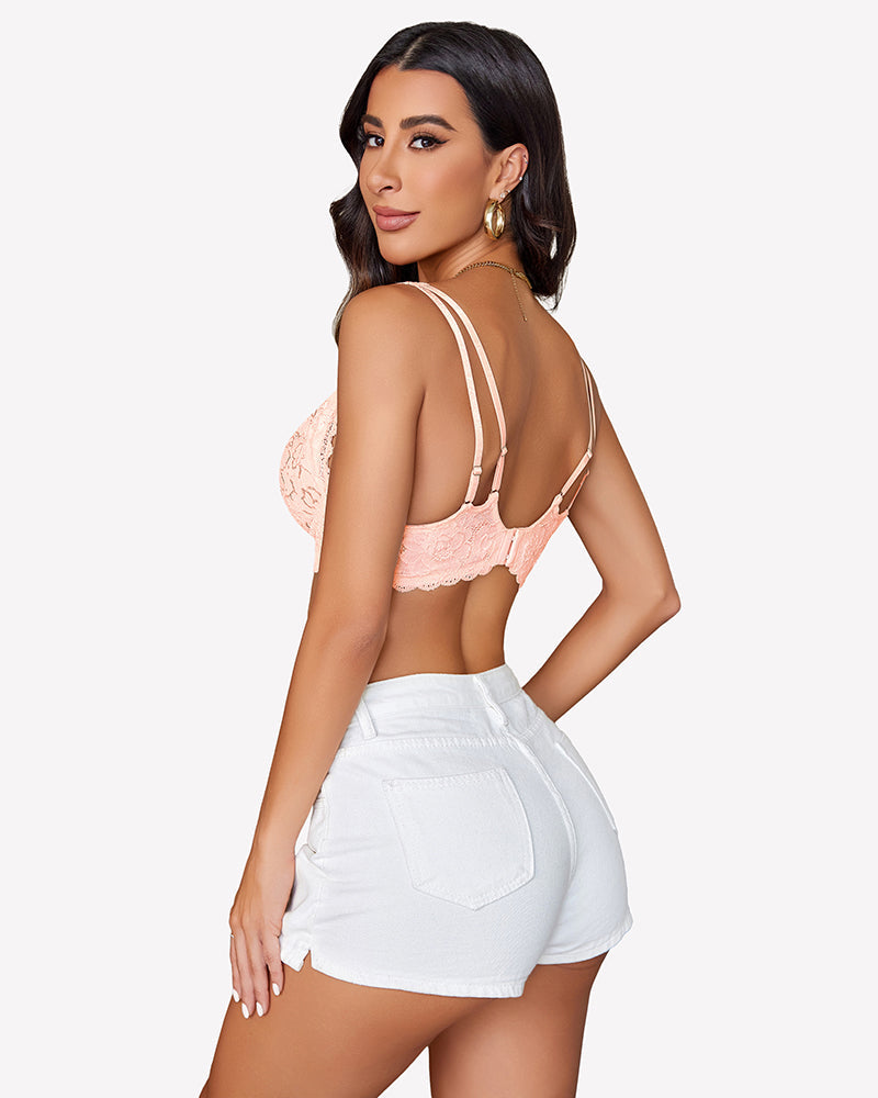 Lace Bralette V Neck Criss Cross Bras