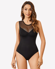 Mesh Crew Neck Sleeveless Bodysuit