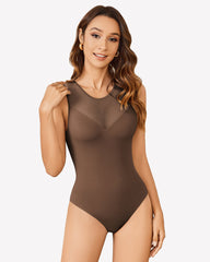 Mesh Crew Neck Sleeveless Bodysuit