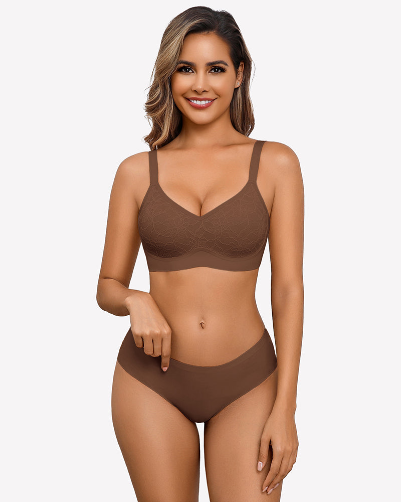 Lace Full Coverage Wireless Padded Seamless Bra