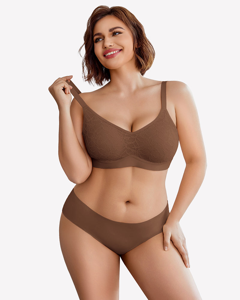 Lace Full Coverage Wireless Padded Seamless Bra