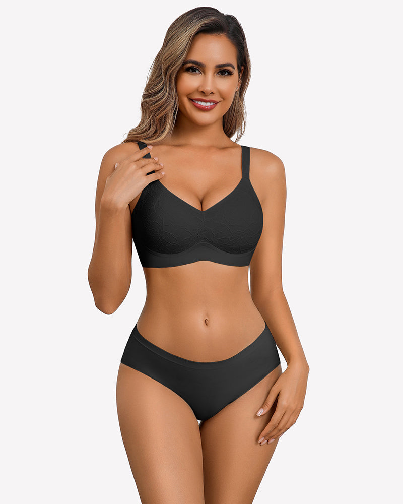 Lace Full Coverage Wireless Padded Seamless Bra