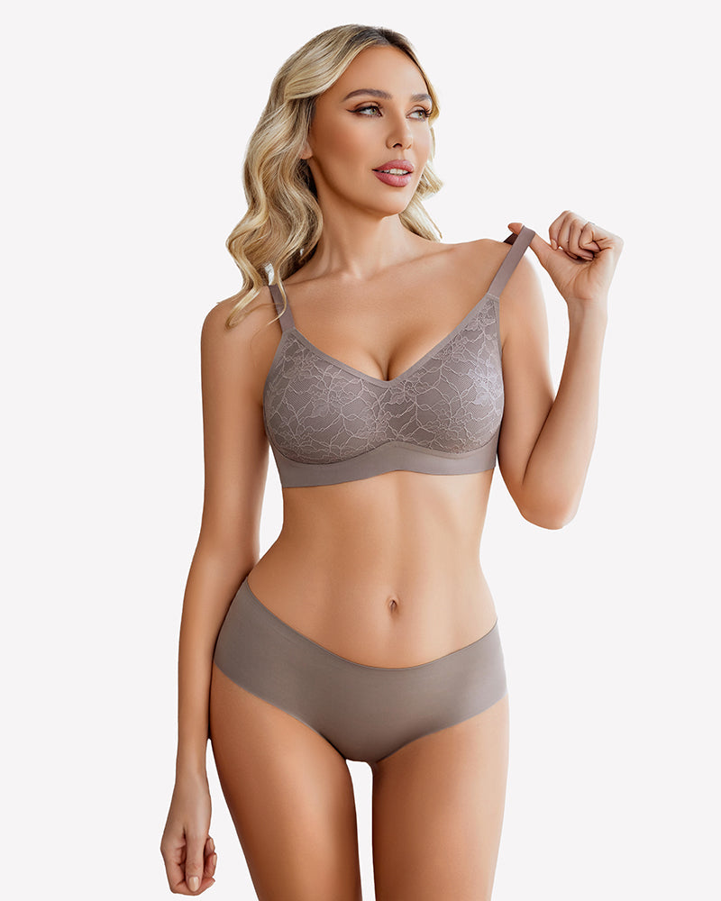 Lace Full Coverage Wireless Padded Seamless Bra
