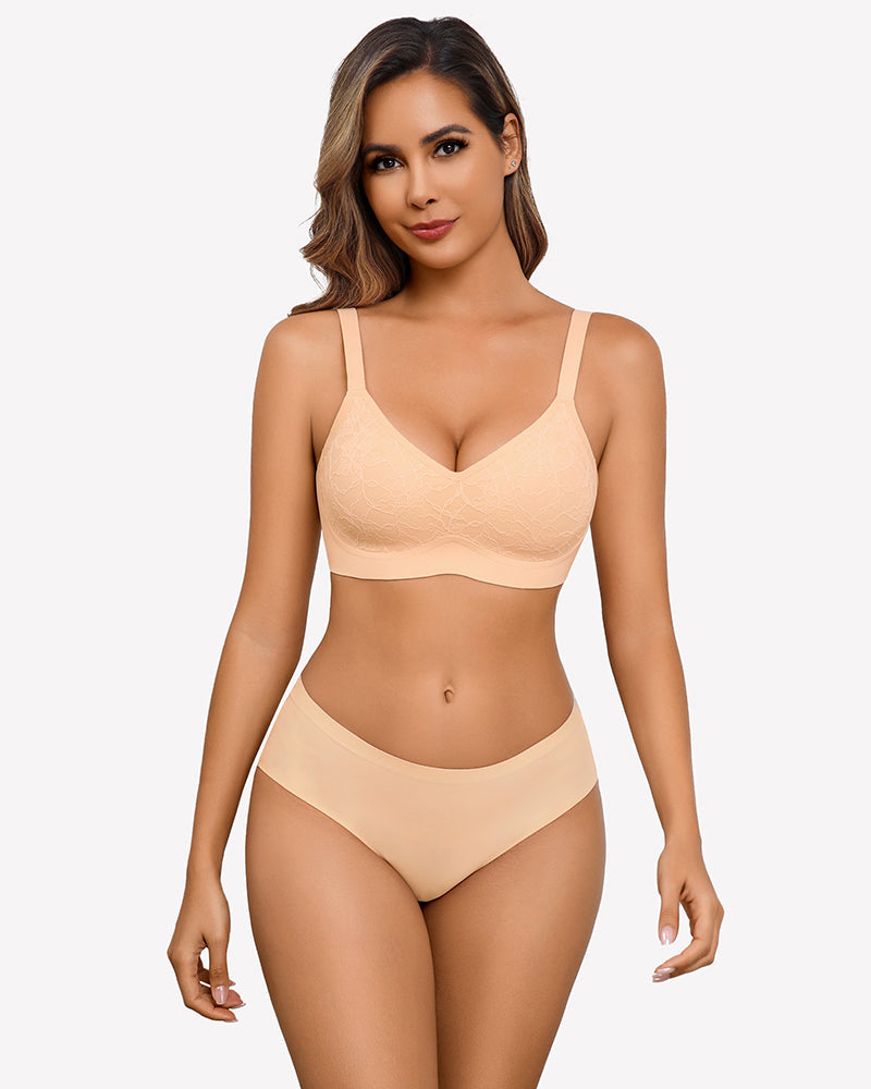 Lace Full Coverage Wireless Padded Seamless Bra