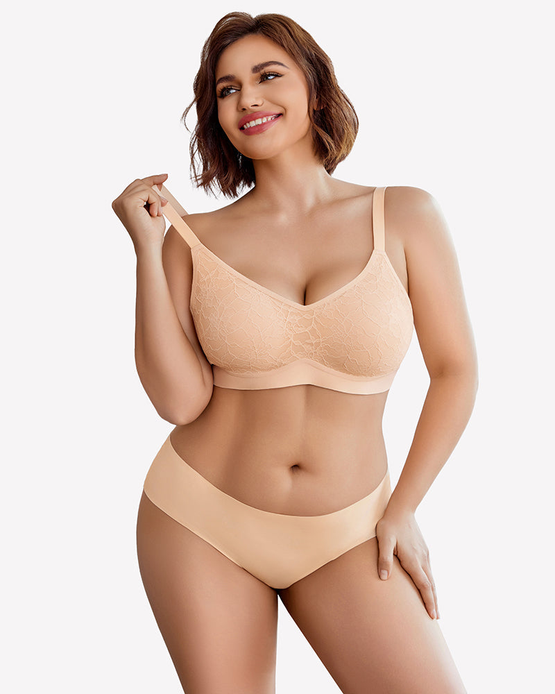 Lace Full Coverage Wireless Padded Seamless Bra