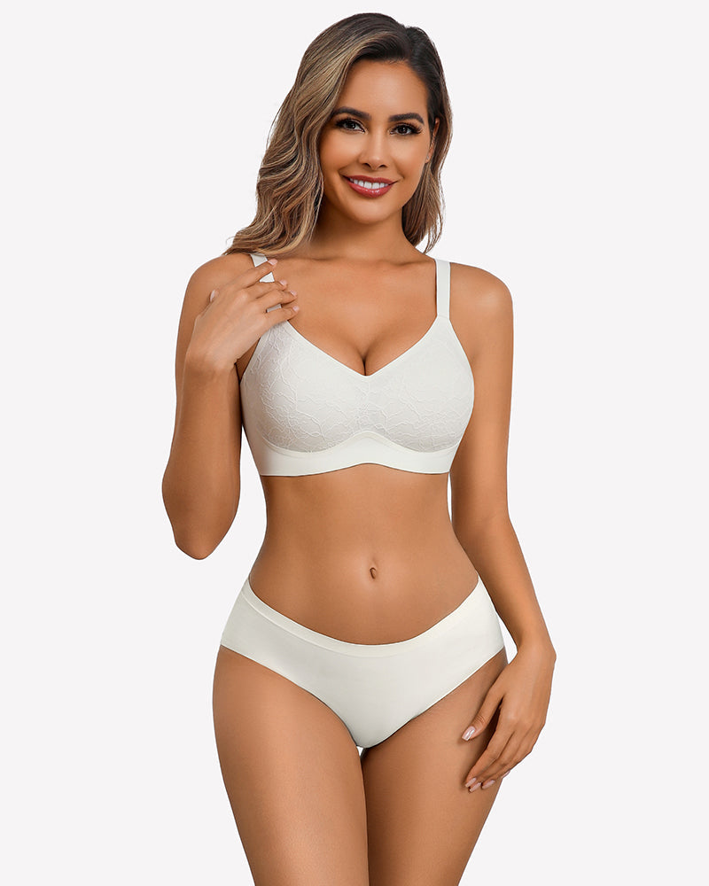 Lace Full Coverage Wireless Padded Seamless Bra