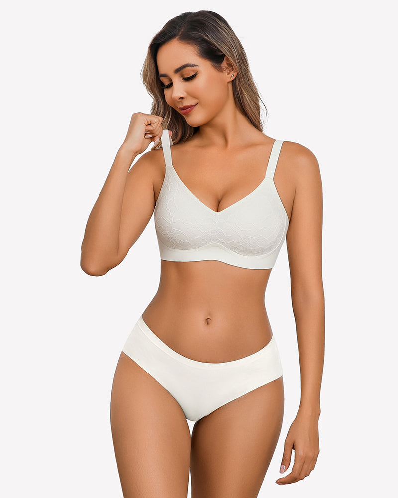 Lace Full Coverage Wireless Padded Seamless Bra
