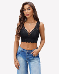 Lace Bralette Deep V Plunge Wireless Bra