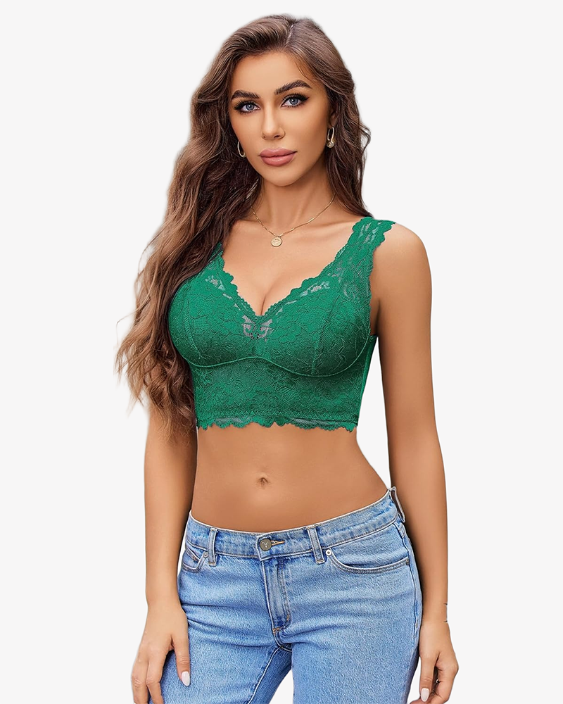 Lace Bralette Deep V Plunge Wireless Bra