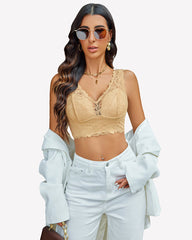 Lace Bralette Deep V Plunge Wireless Bra