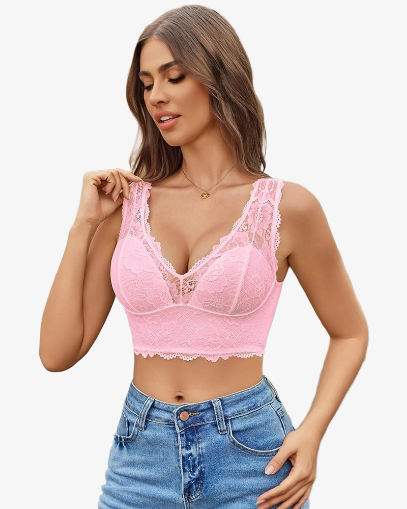 Lace Bralette Deep V Plunge Wireless Bra