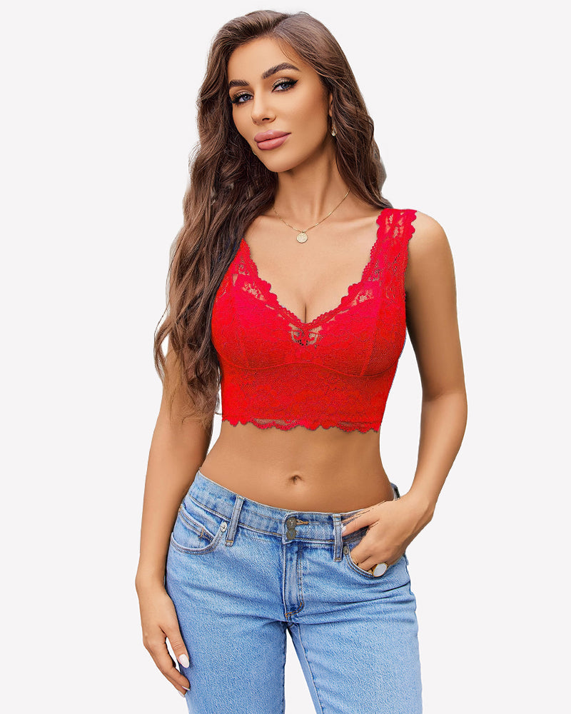 Lace Bralette Deep V Plunge Wireless Bra