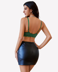 Lace Adjustable Strap Two Layer V Neck  Bra