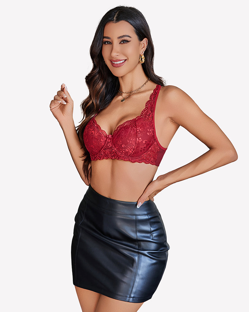 Lace Bralettes Demi Push Up Underwire Bra