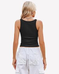 Square Neck Racerback Ribbed Tops