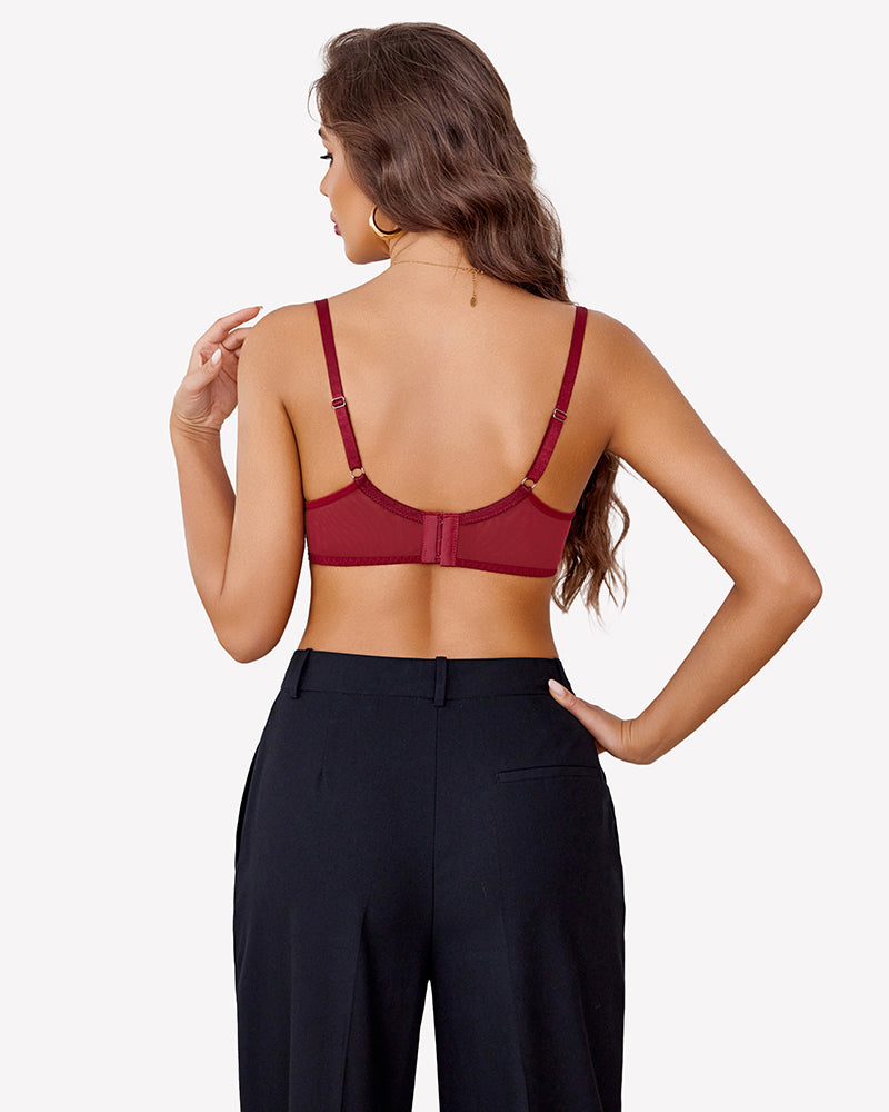 Lace Underwire Bra Mesh Unlined Bra