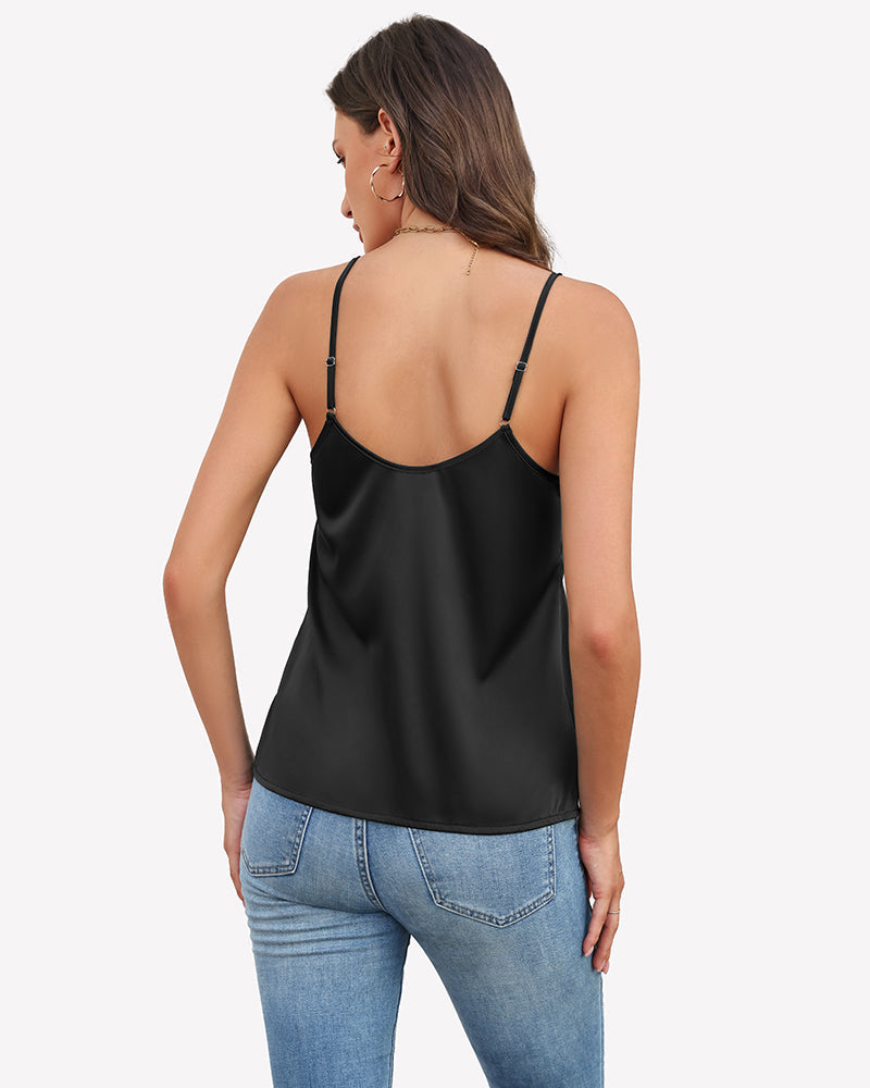 Silk Satin Tank Tops V Neck Tank Shirt