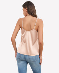 Silk Satin Tank Tops V Neck Tank Shirt