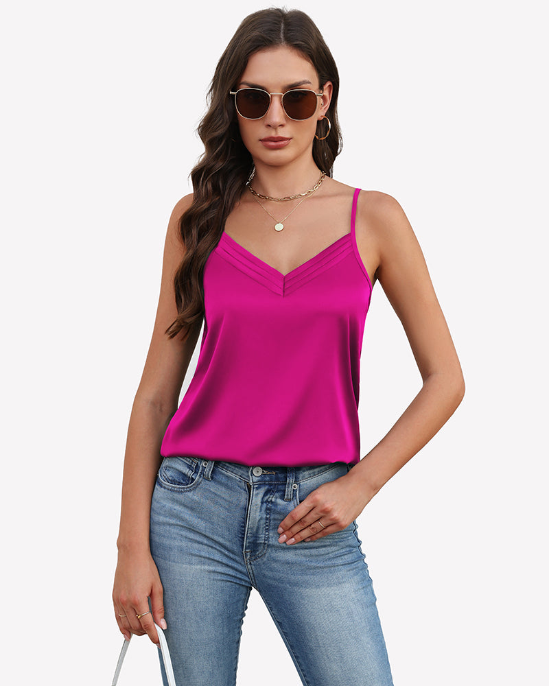 Silk Satin Tank Tops V Neck Tank Shirt