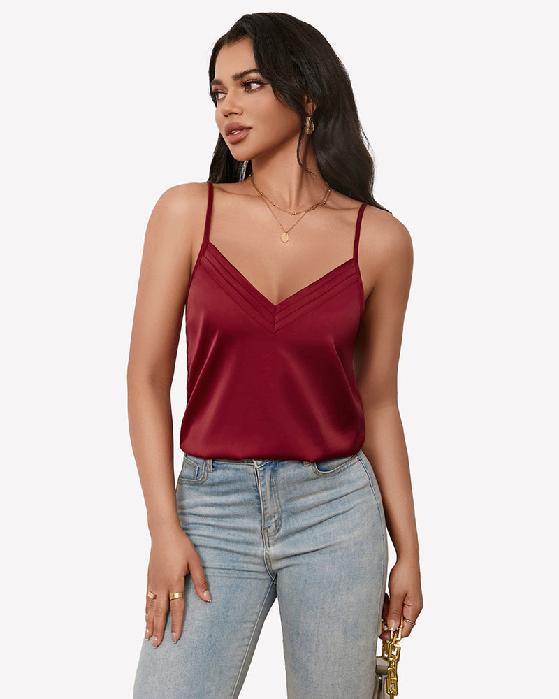 Silk Satin Tank Tops V Neck Tank Shirt
