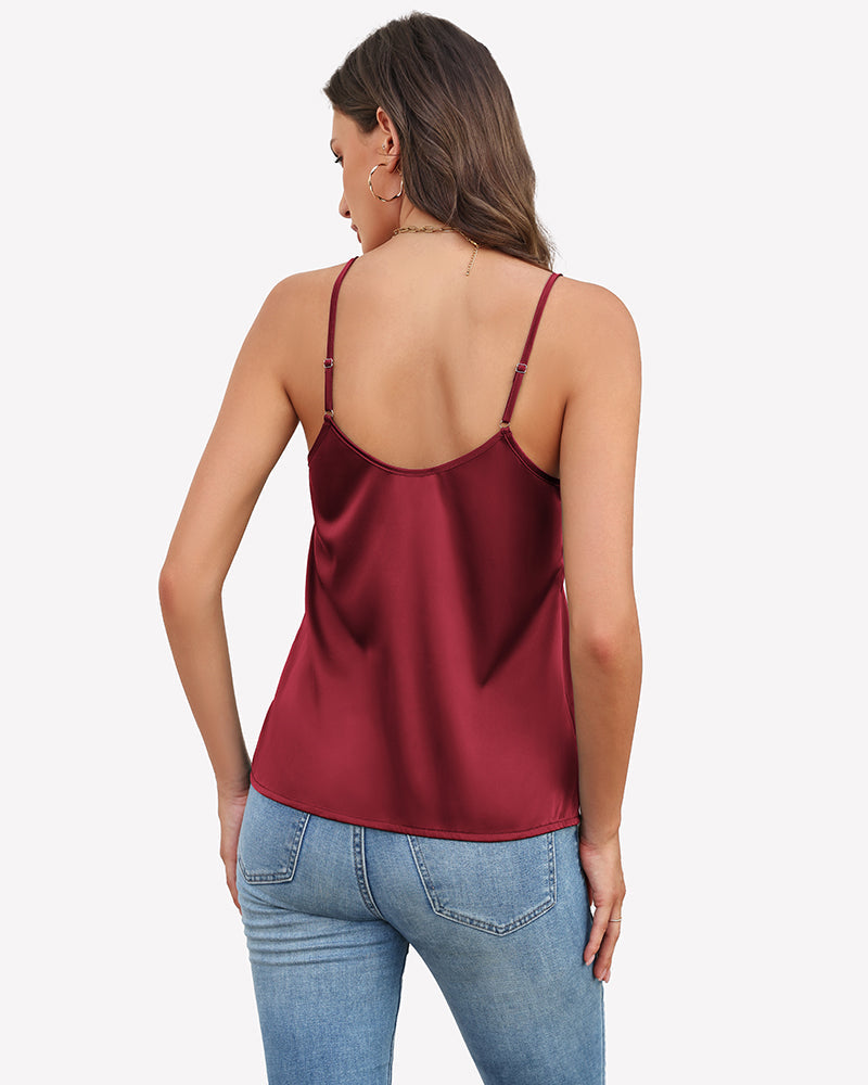 Silk Satin Tank Tops V Neck Tank Shirt
