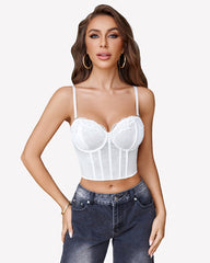 Bustier Tops V Neck Lace Bralettes Corset