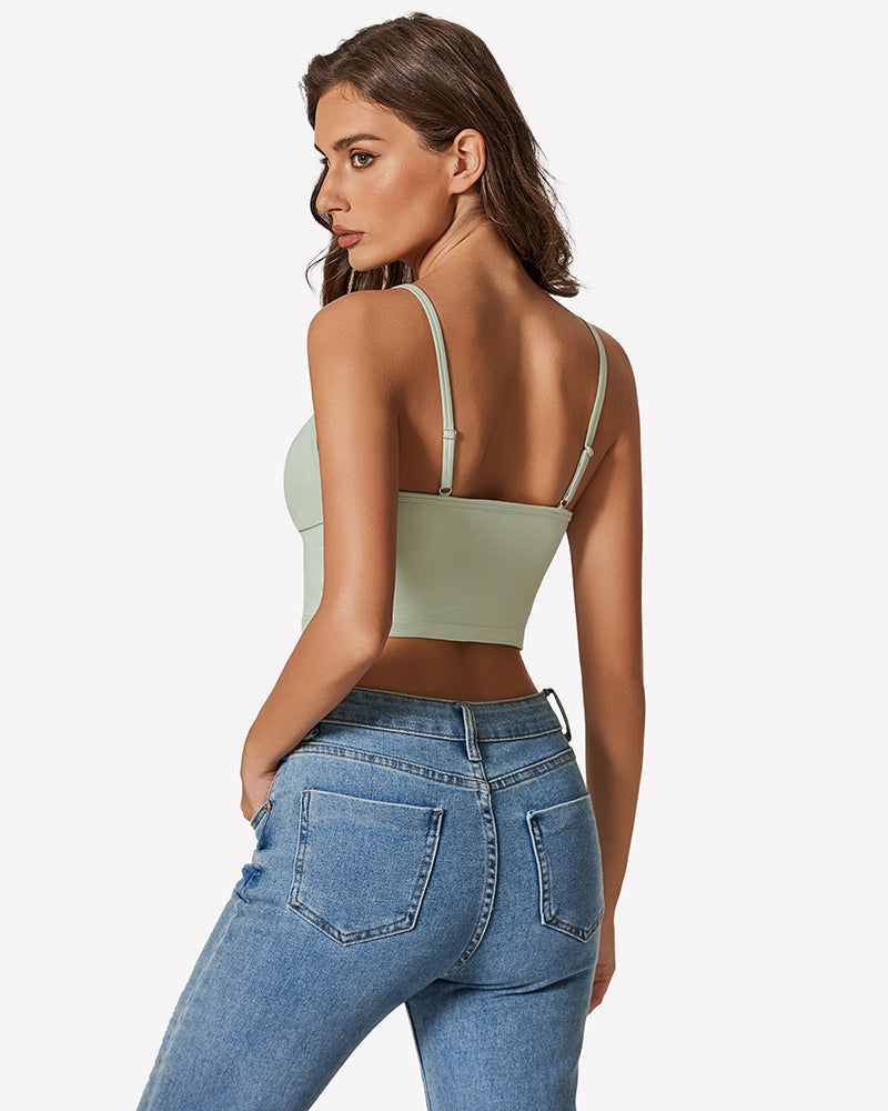Tie Front Crop Top Cutout Tank Top