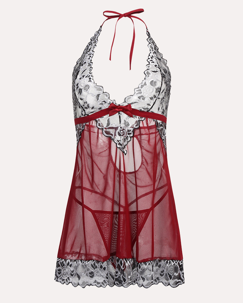 V-Neck Lace Babydoll Lingerie