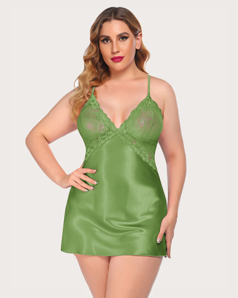 FPrint Satin Lace Sleepwear