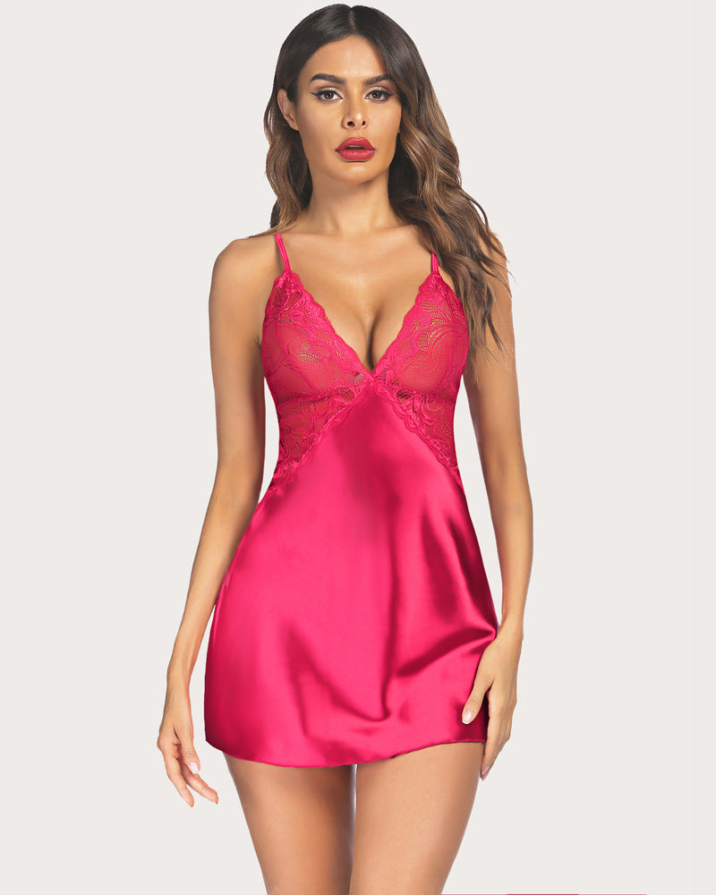 FPrint Satin Lace Sleepwear