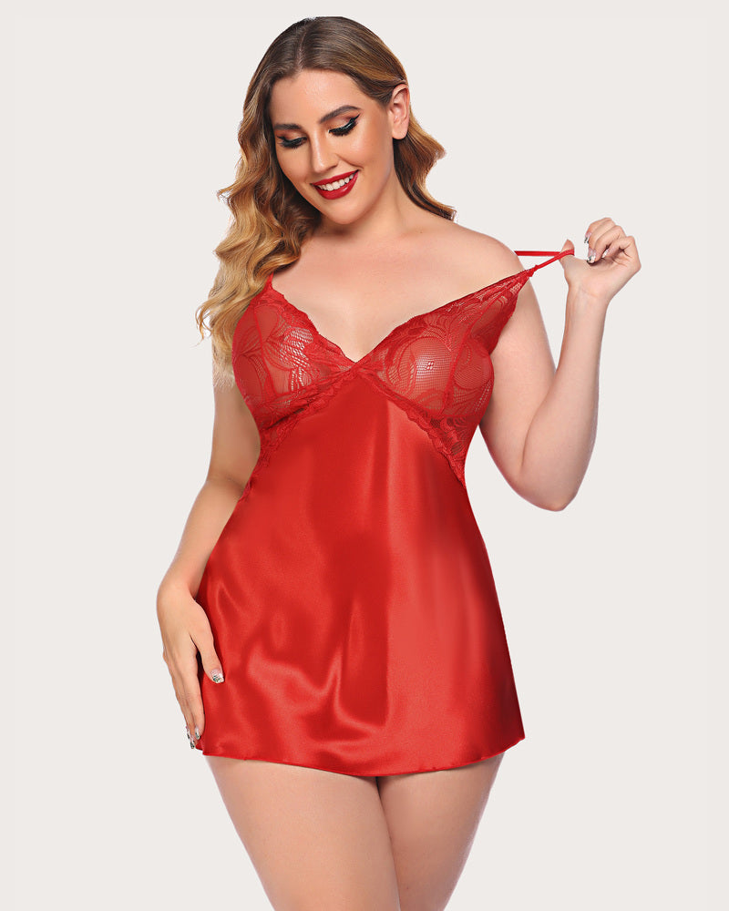 V Neck Nightwear Satin Sleepwear
