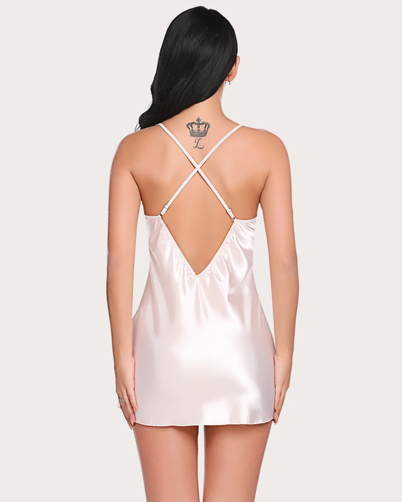 V Neck Nightwear Satin Sleepwear