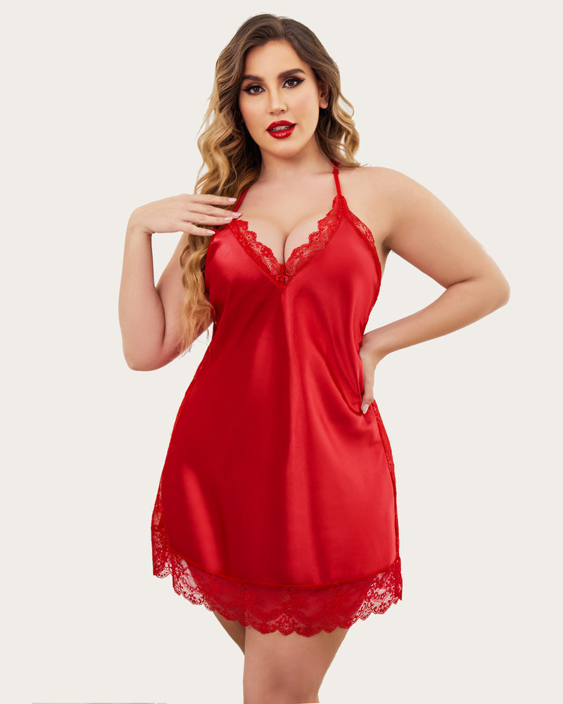 Plus Size Satin Lace Nightgown