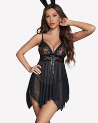V Neck Lace Babydoll Boudoir Outfits