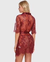 Kimono Robe FSheer Lace Lingerie